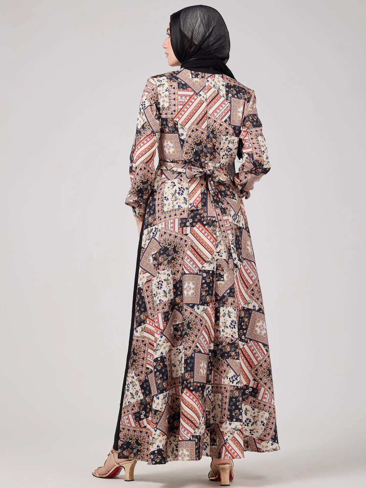 Balqis Vienna Mosaic Printed Wrap Maxi Dress