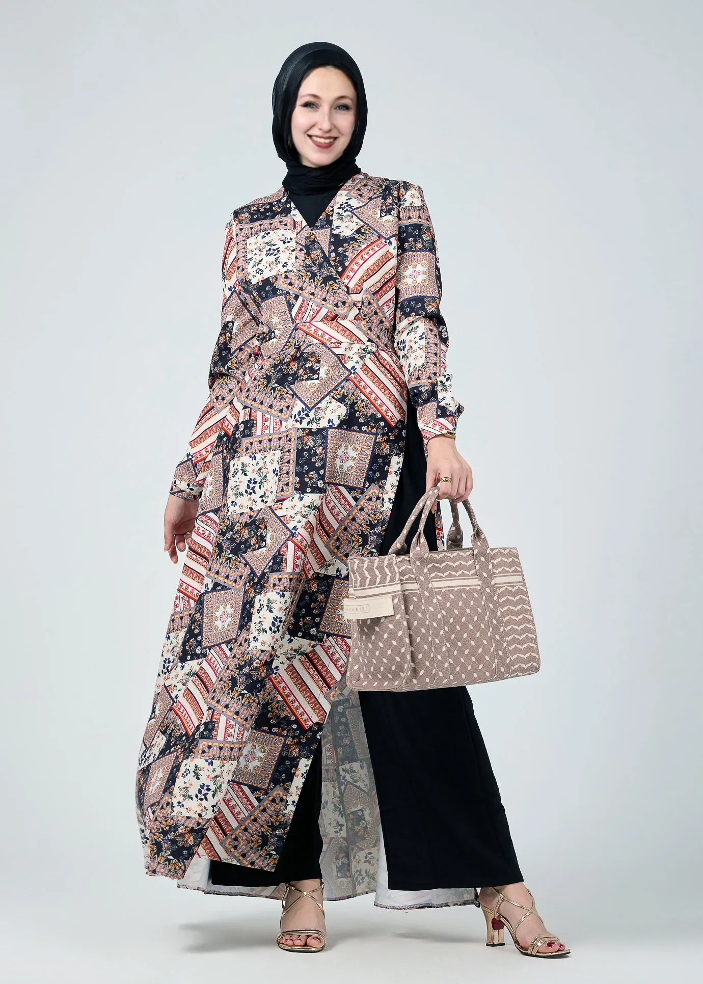 Balqis Vienna Mosaic Printed Wrap Maxi Dress