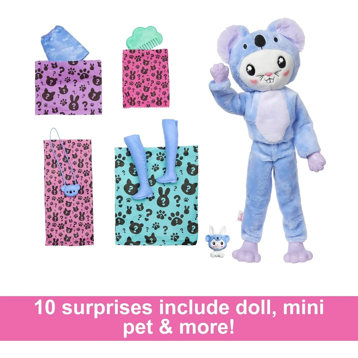 Barbie Cutie Reveal Doll & Accessories with Animal Plush Costume & 10 Surprises Including Color Change Easter Basket Stuffers, Bunny as a Koala in Costume-Themed Series