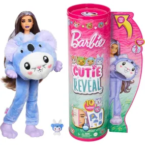 Barbie Cutie Reveal Doll & Accessories with Animal Plush Costume & 10 Surprises Including Color Change Easter Basket Stuffers, Bunny as a Koala in Costume-Themed Series