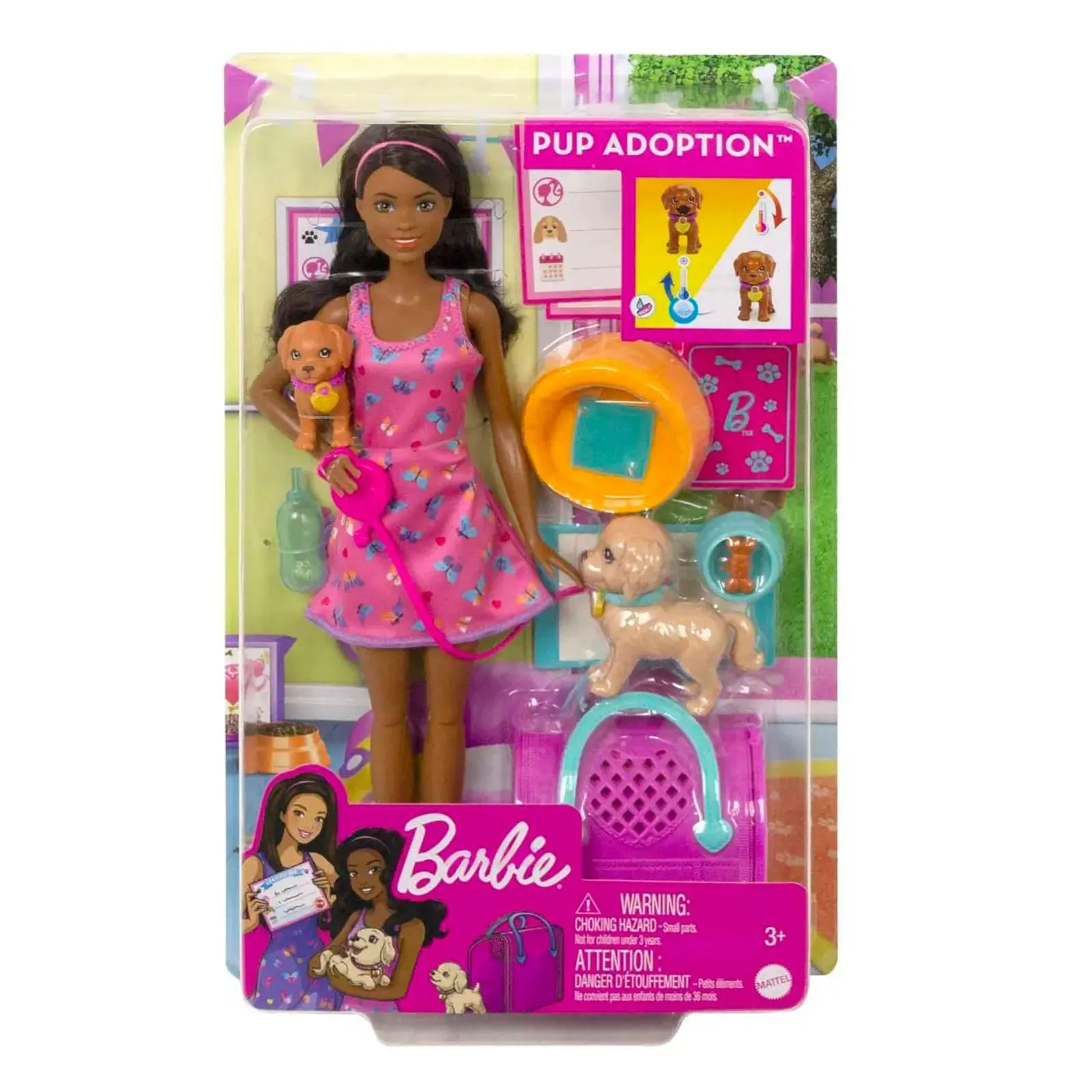 Barbie Doll Pup Adoption Playset 2 Puppies With Accessories