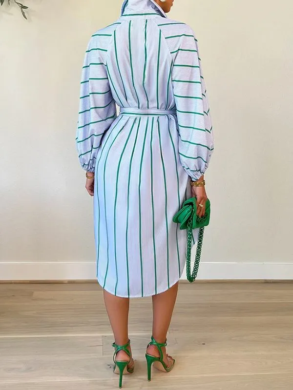 Beautiedoll Stripe Tied Shirt Dress