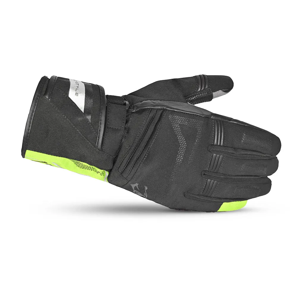 BELA Iglo Motorcycle Leather Gloves Black Yellow Flou