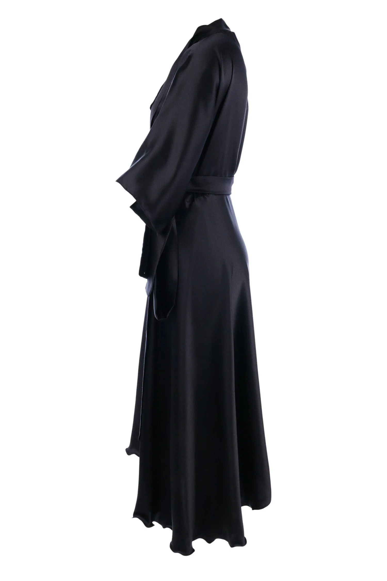 Bella Wrap in Black | Silk Satin Unlined