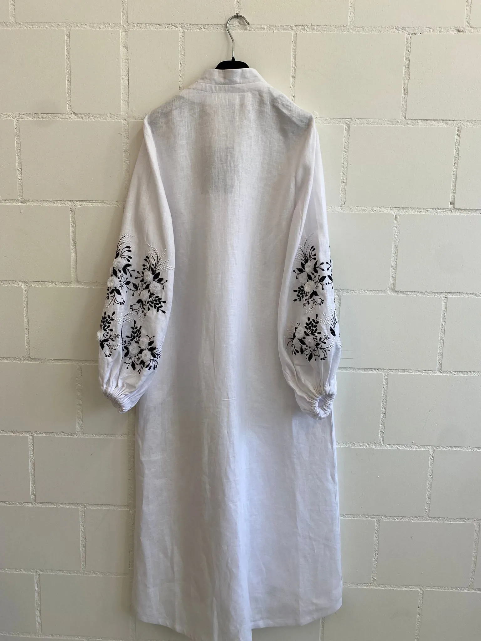 Belle Ikat Alea Hand-Embroidered Linen Dress