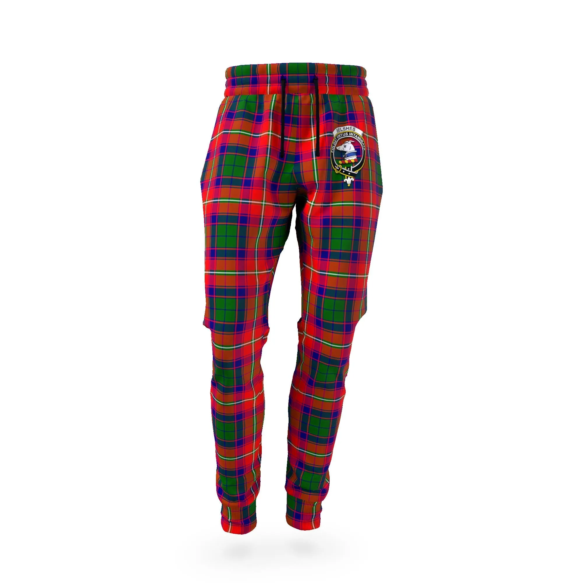 Belshes Tartan Joggers Pants with Family Crest