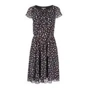 Black Ditsy Daisy Print Tea Dress