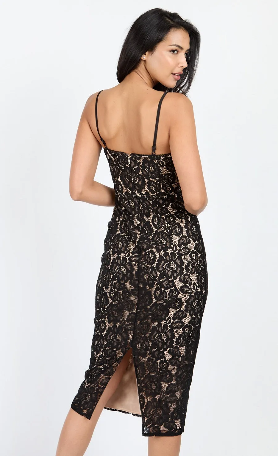 Black Lace Midi Dress by Chloe Lewis