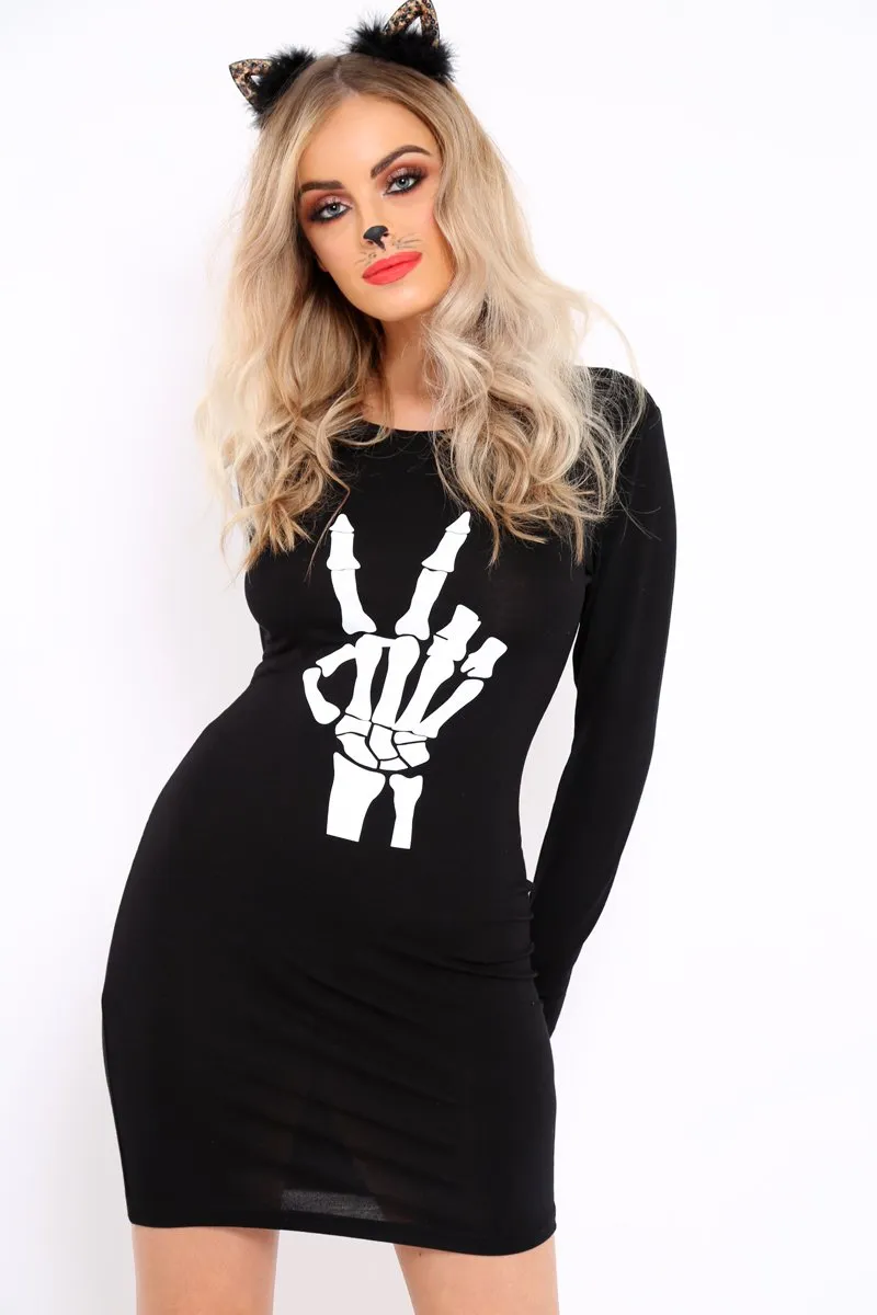 Black Skeleton Halloween Mini Dress