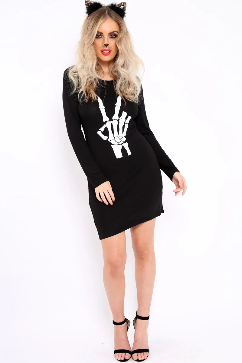 Black Skeleton Halloween Mini Dress