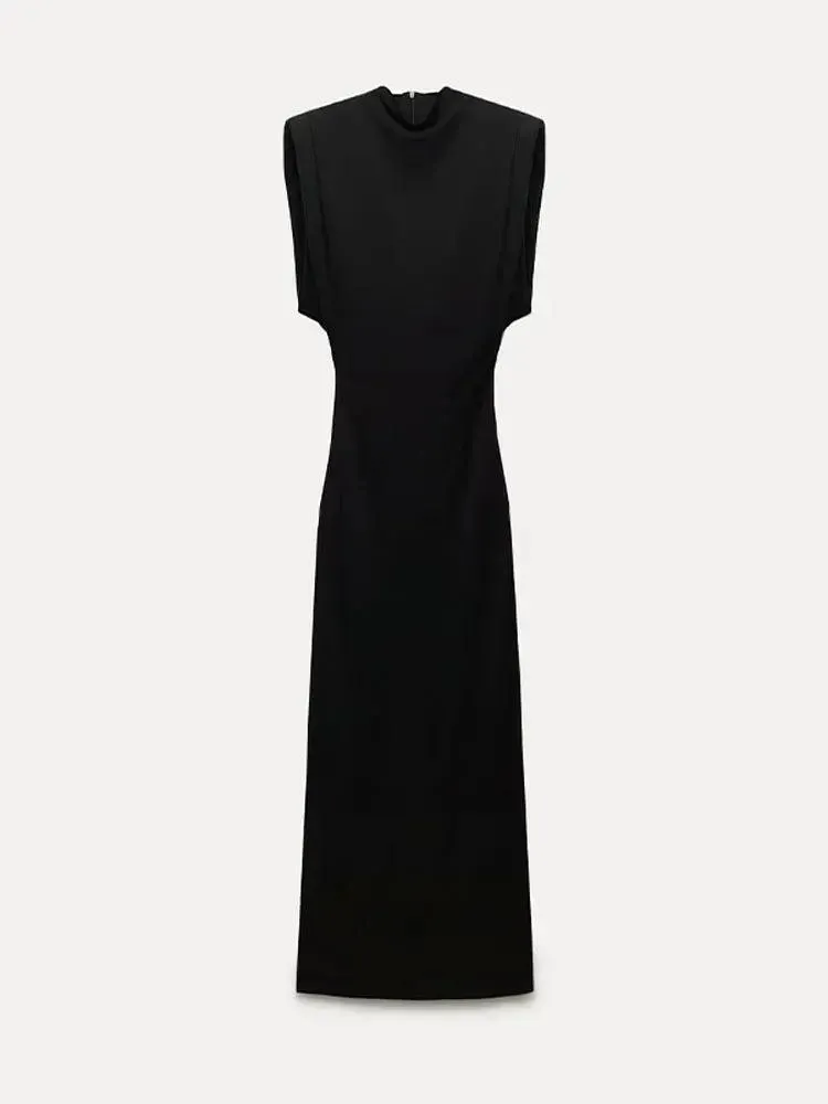 Black Split Sleeveless Bodycon Dress: Elegant Women's Party Wear