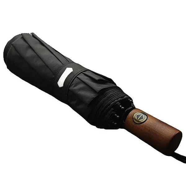 Black Wooden Handle Travel Umbrella