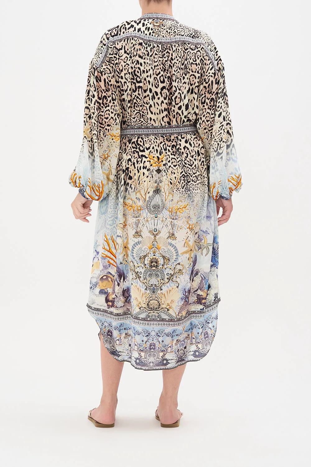 BLOUSON SLEEVE MIDI DRESS SEAHORSE SONNET