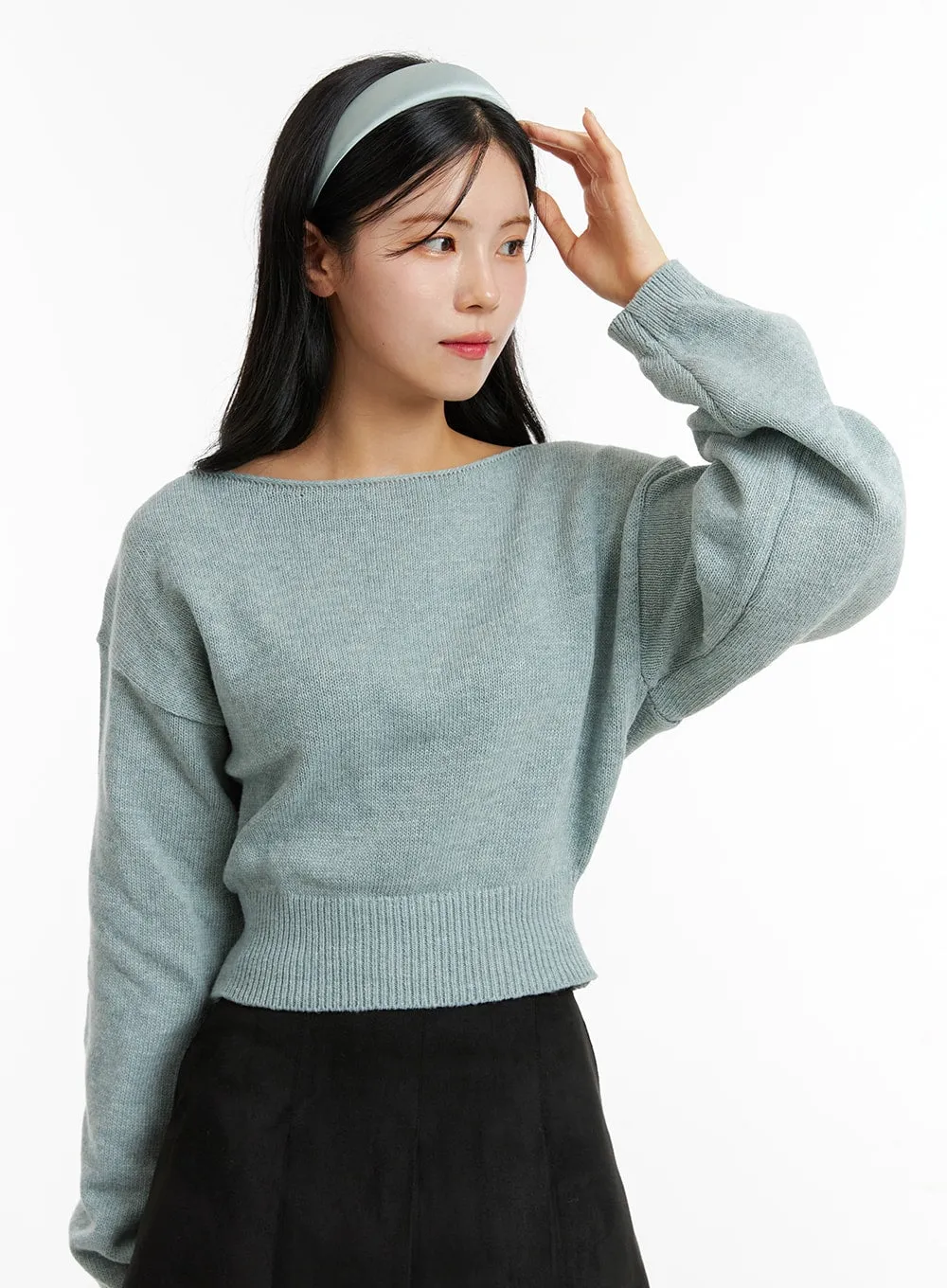 Boat Neck Knit Sweater ON320