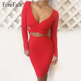 Bodycon Dress Women Long Sleeve Night Club Wear Bandage Party Dresses