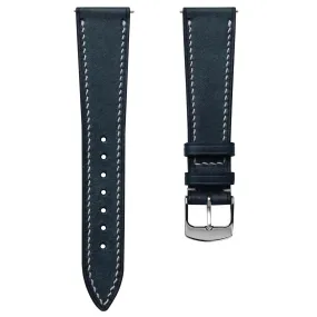 Bourton Hand-Stitched Genuine Italian Leather Watch Strap - Dark Blue