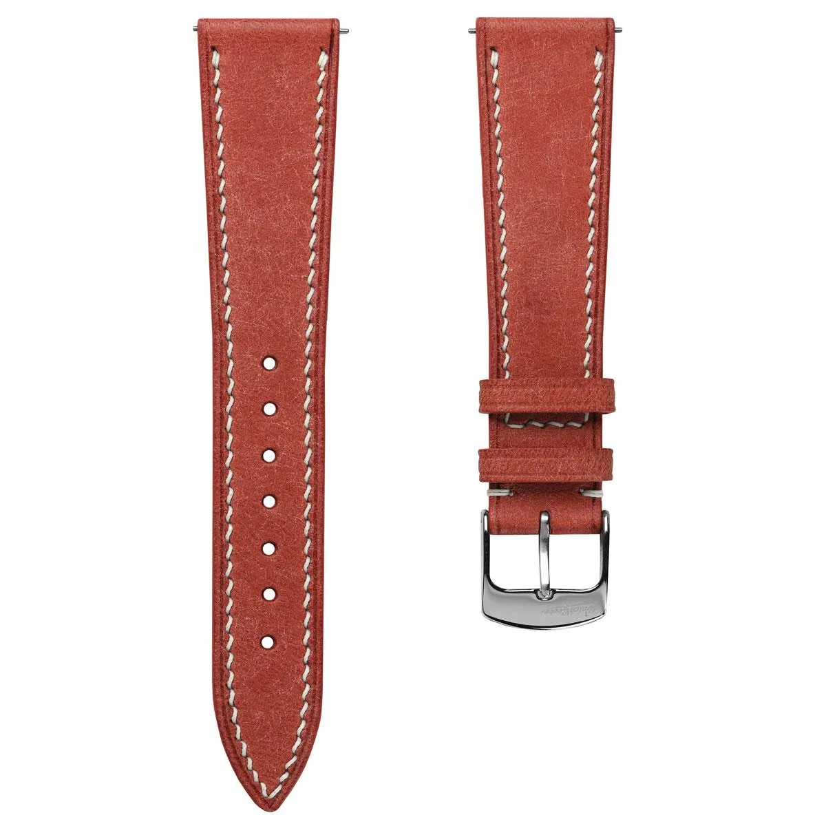 Bourton Hand-Stitched Genuine Italian Leather Watch Strap - Salmon Red