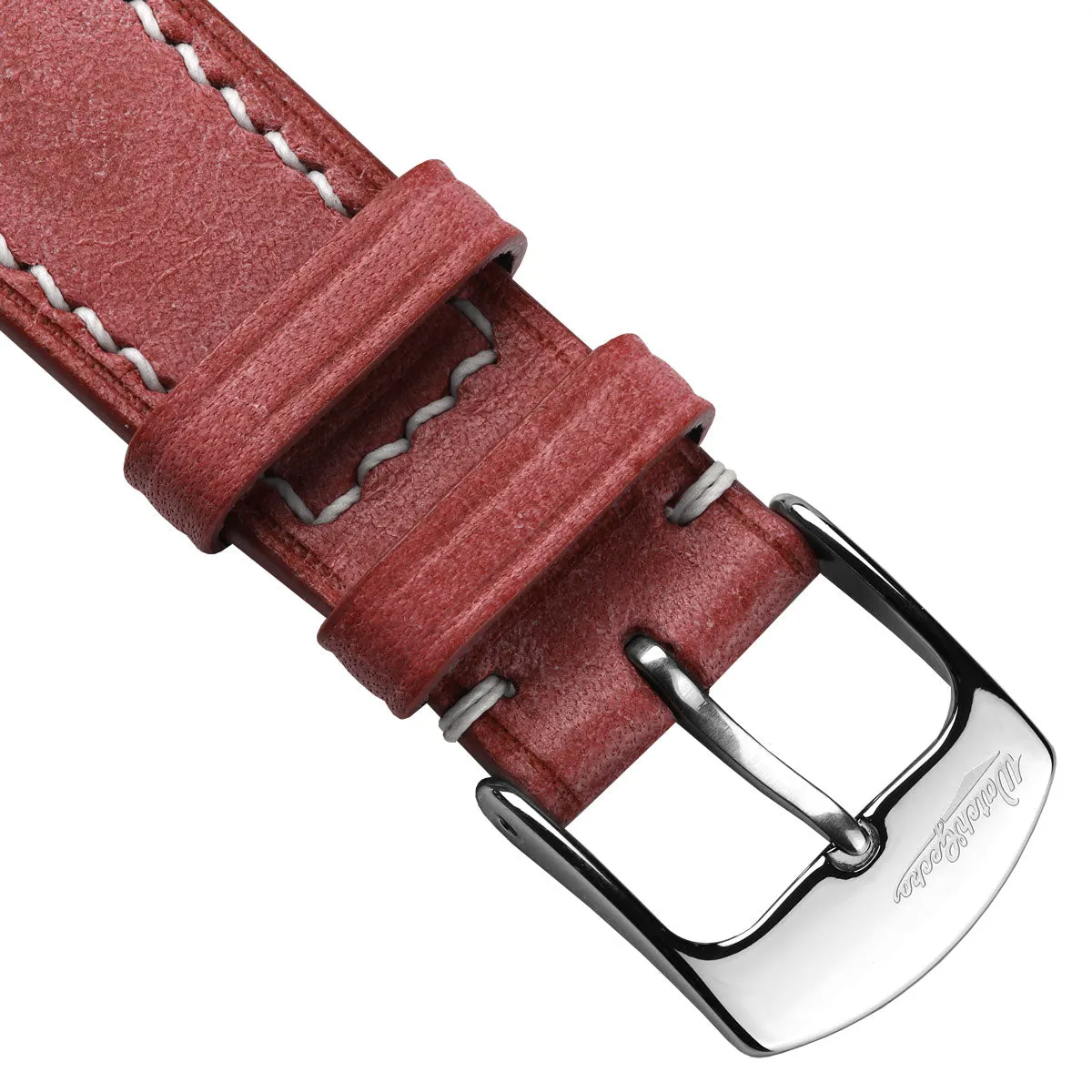 Bourton Hand-Stitched Genuine Italian Leather Watch Strap - Salmon Red