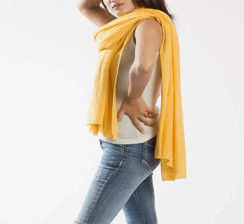 Bright & Sunny Yellow Long Pure Pashmina Shawl