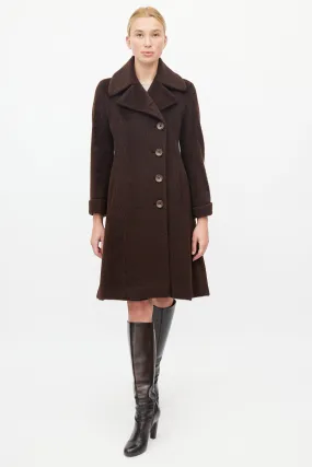 Brown Textured Wool Coat