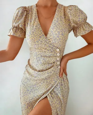 Callie yellow wrap dress