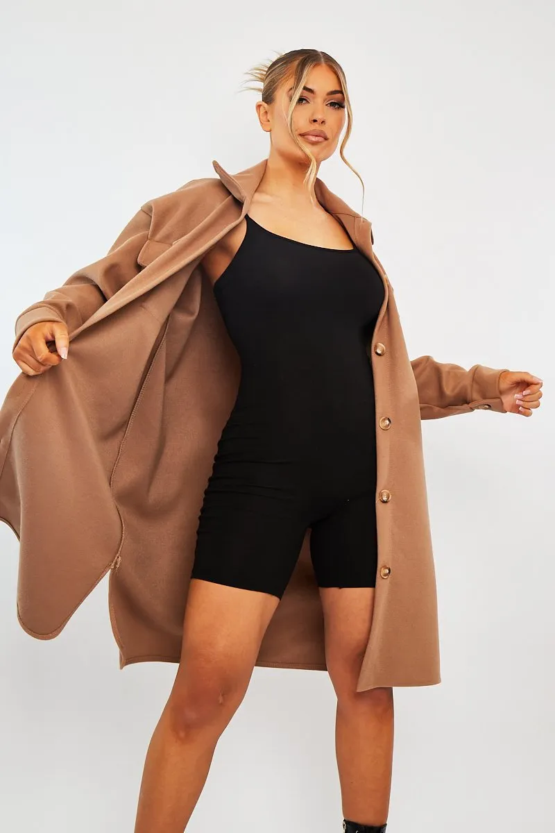 Camel Longline Oversized Shacket - Sasha