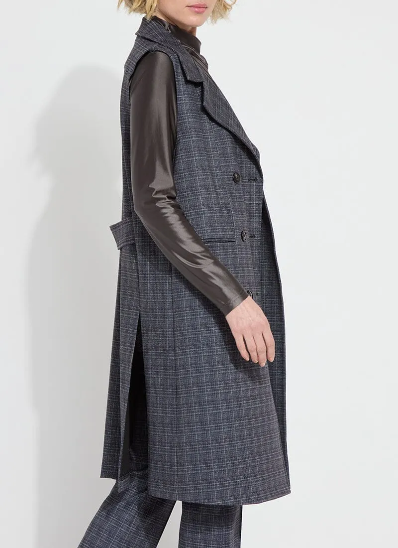 Cameron Ponte Sleeveless Coat | Wall Street Plaid