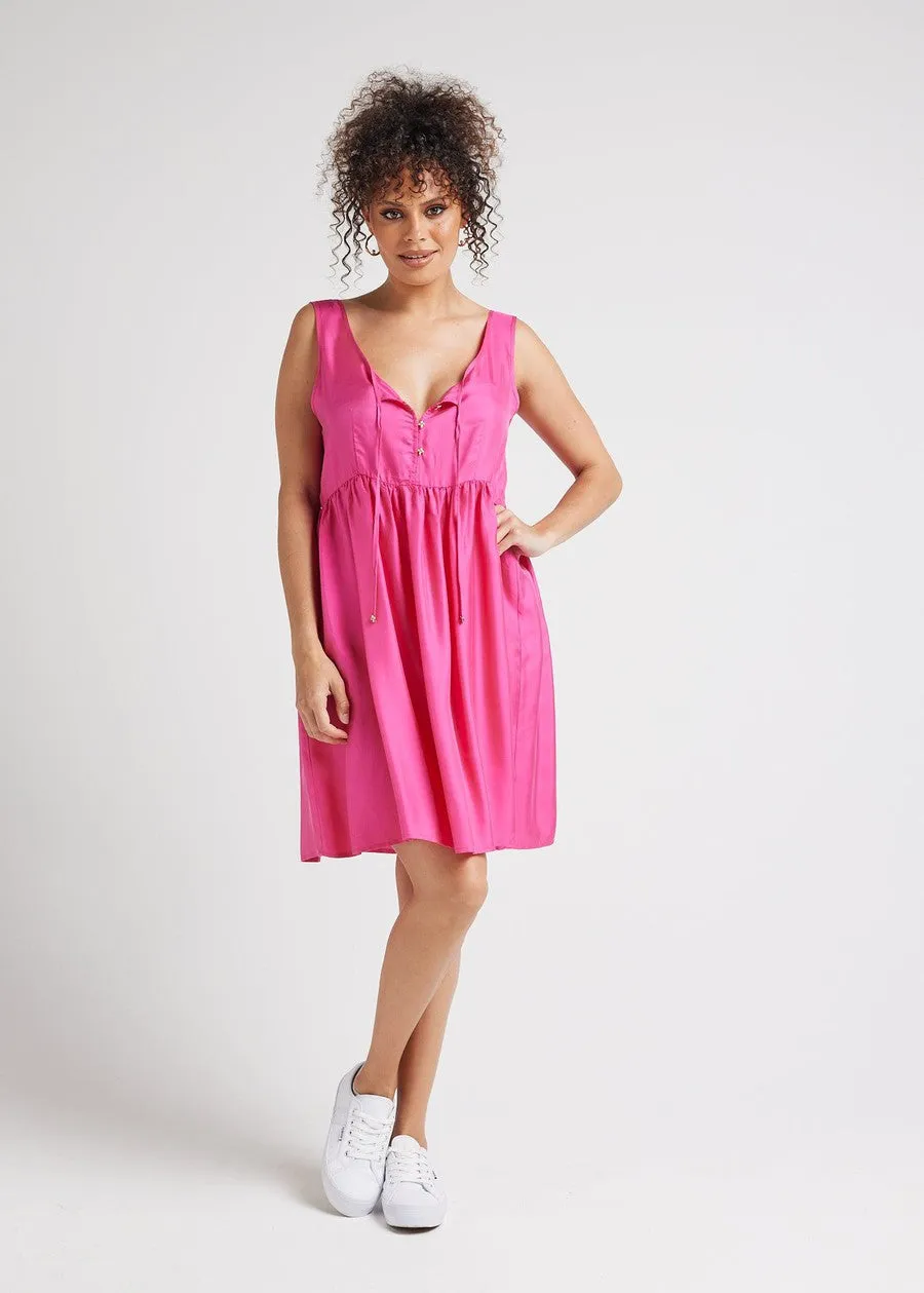 Carnation Sleeveless Silk Dress