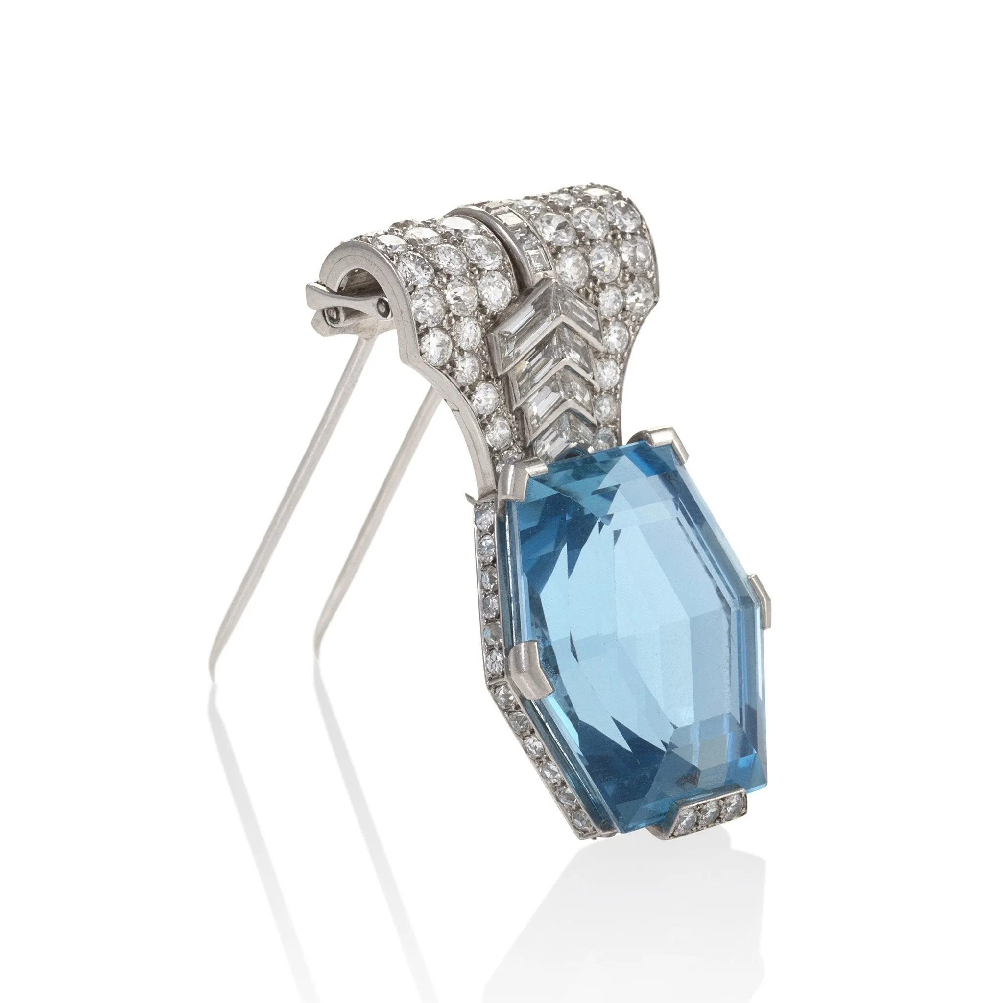 Cartier Aquamarine and Diamond Brooch