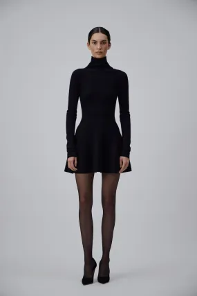 CASHMERE MINI DRESS IN GLOSSY BLACK