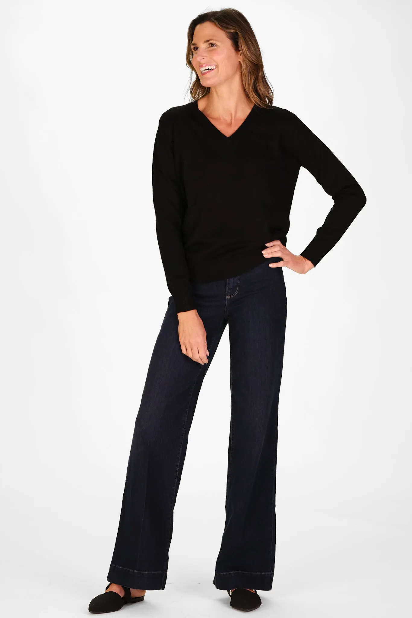 Cashmere Pocket Sweater in Black Shimmer