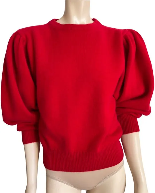 CASHMERE PUFF SLEEVE SWEATER S/M