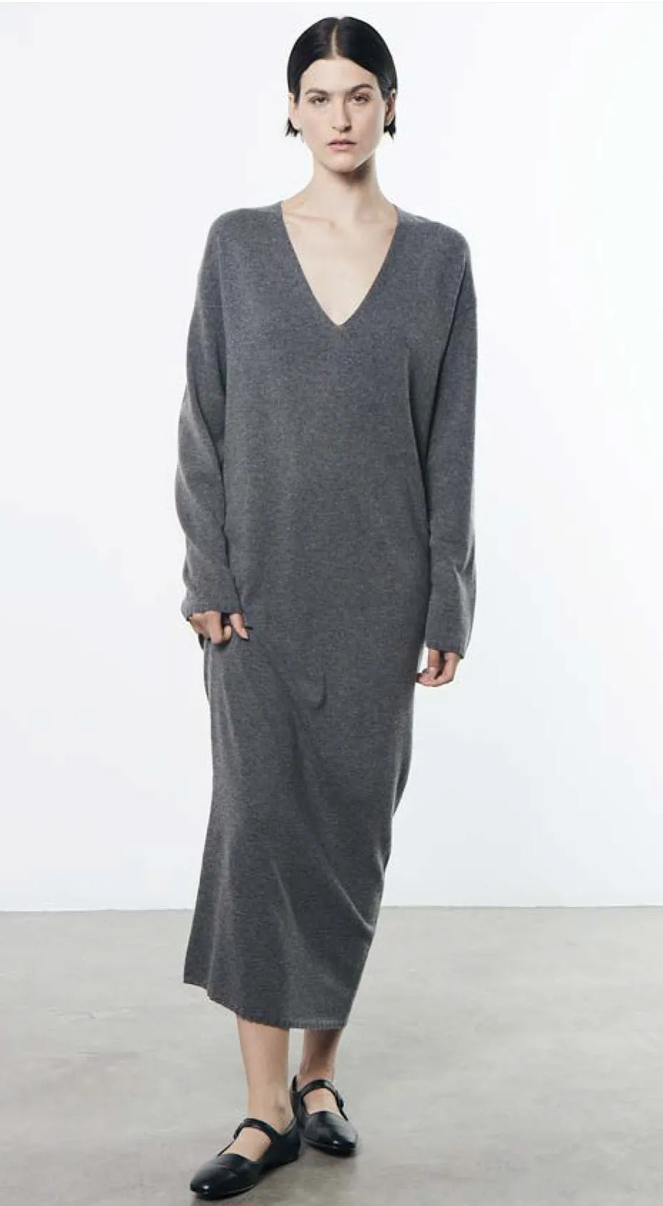 Cashmere/Wool Coccoon Sweater Dress in Heather Grey