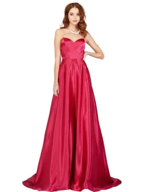 Cecilia Couture 1442 Fuchsia Pink Satin A-Line Dress - Size 6