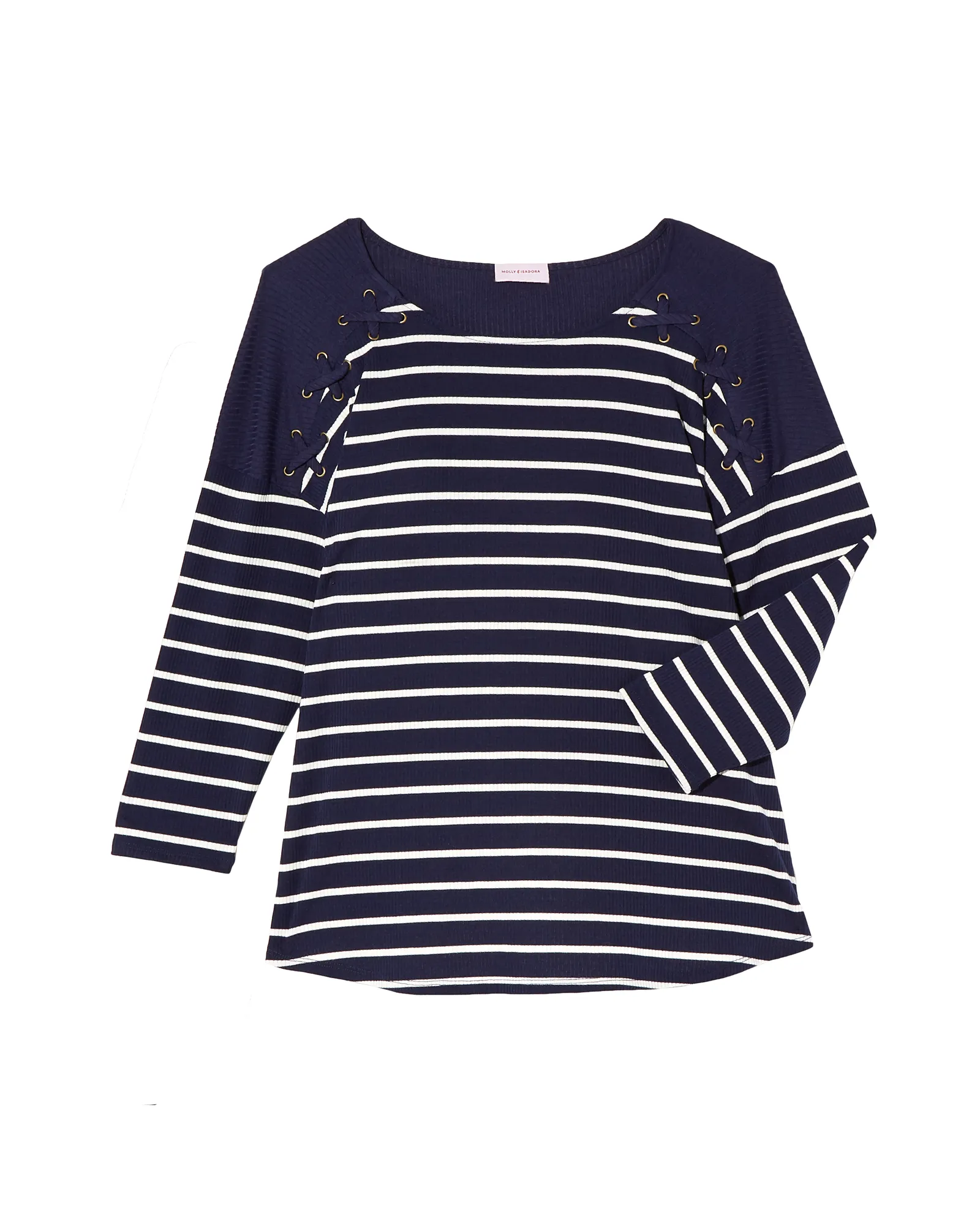 Cerys 3/4 Sleeve Blouse with Solid Contrast | Navy / Ivory