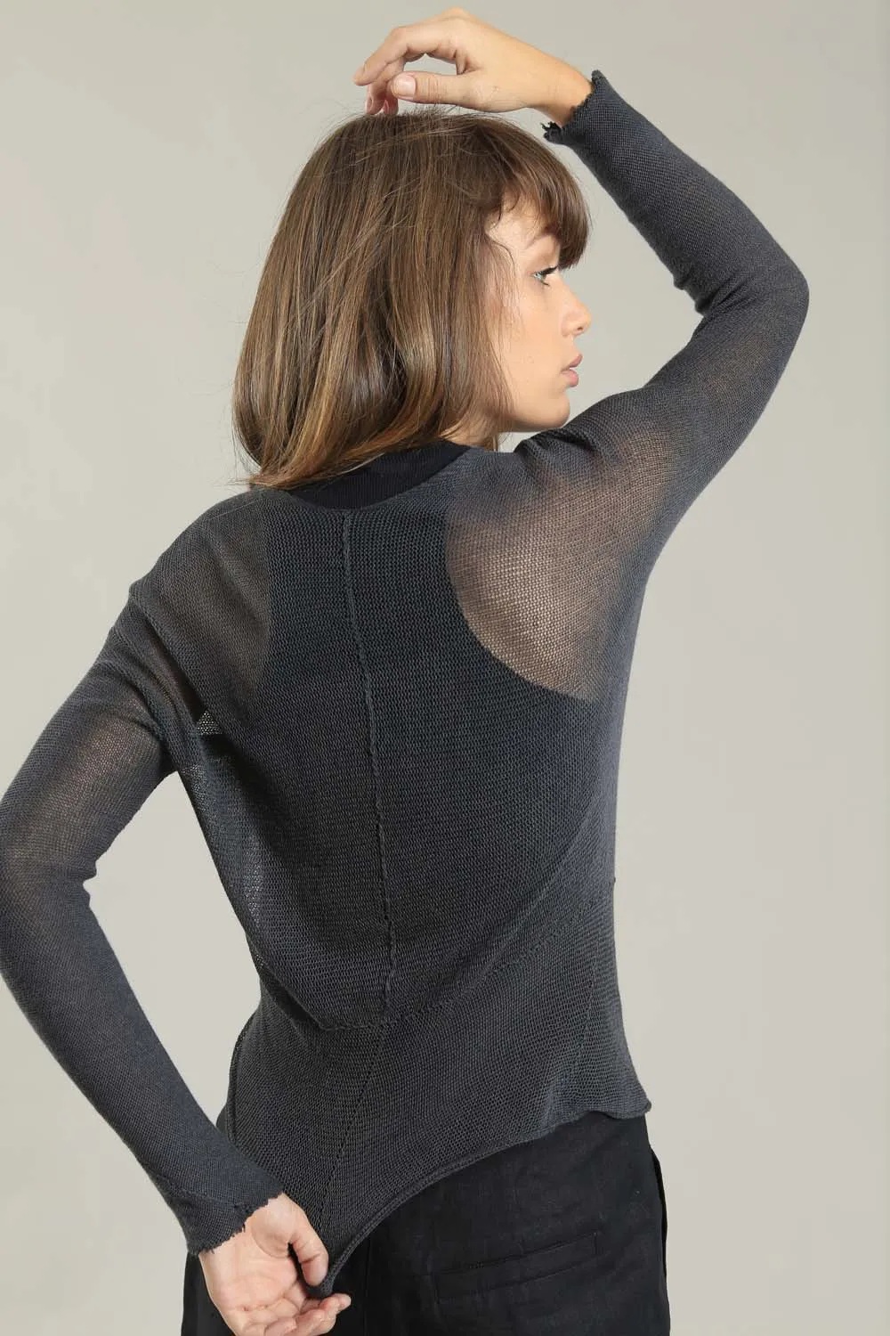 Charcoal long sleeves round neck Cross Soy shirt