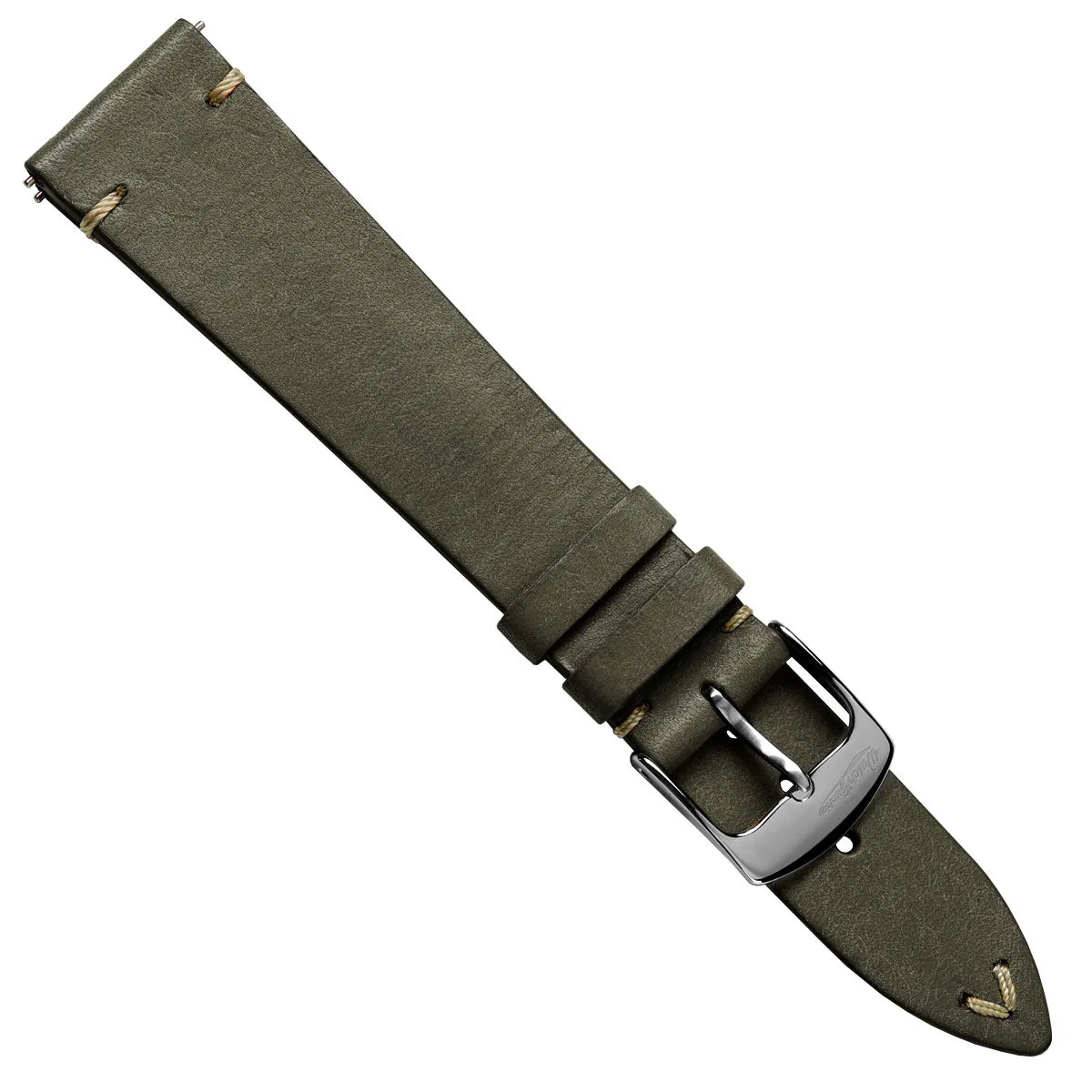 Charlbury V-Stitch Genuine Italian Leather Watch Strap - Ash Green