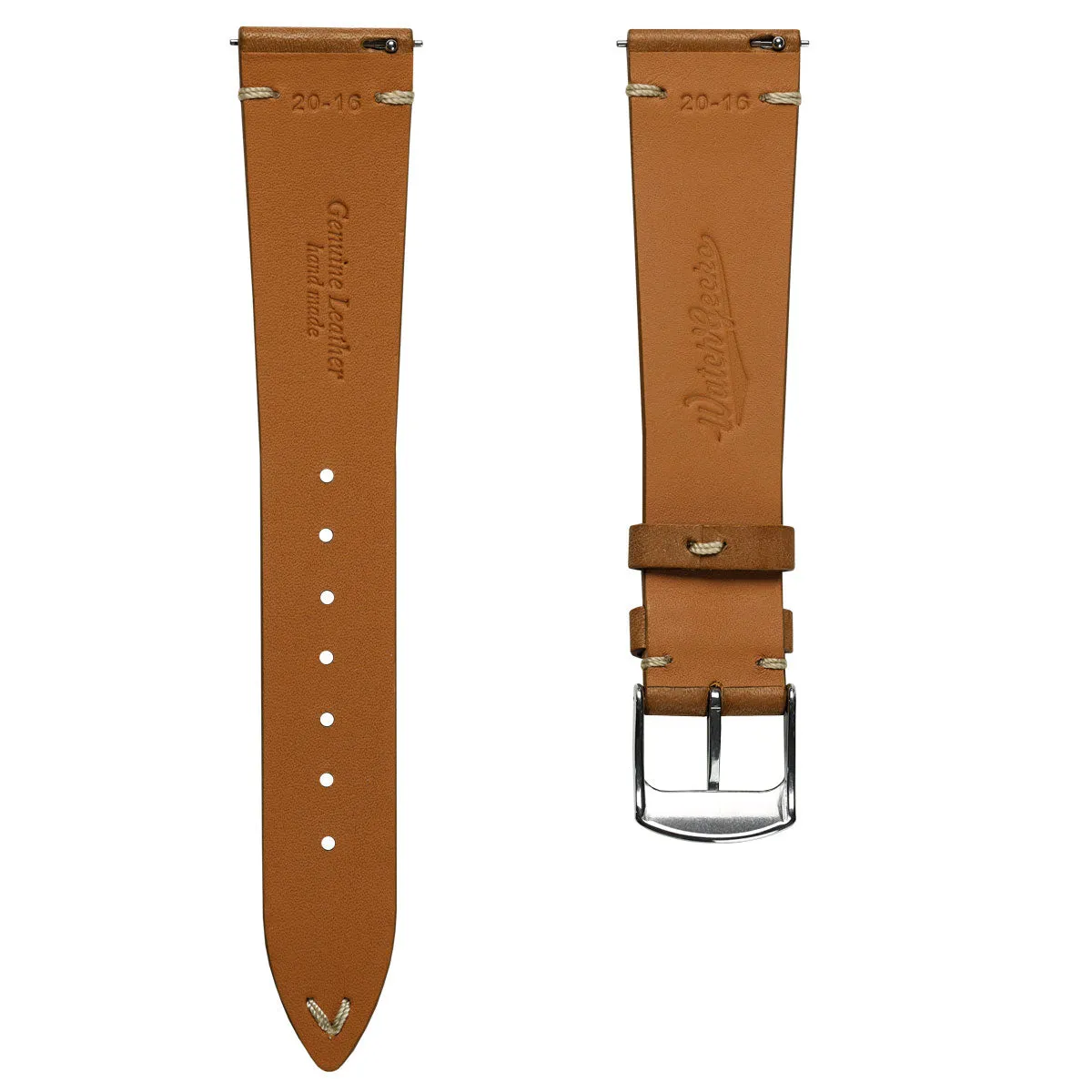 Charlbury V-Stitch Genuine Italian Leather Watch Strap - Light Brown