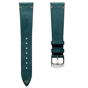 Charlbury V-Stitch Genuine Italian Leather Watch Strap - Ocean Blue