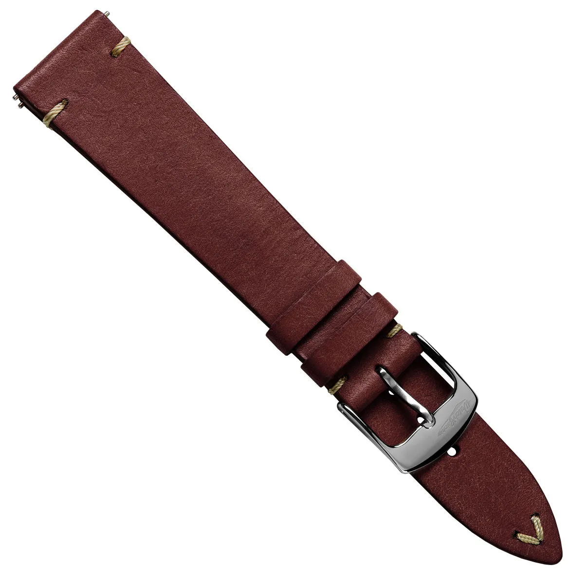 Charlbury V-Stitch Genuine Italian Leather Watch Strap - Vintage Red