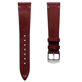 Charlbury V-Stitch Genuine Italian Leather Watch Strap - Vintage Red