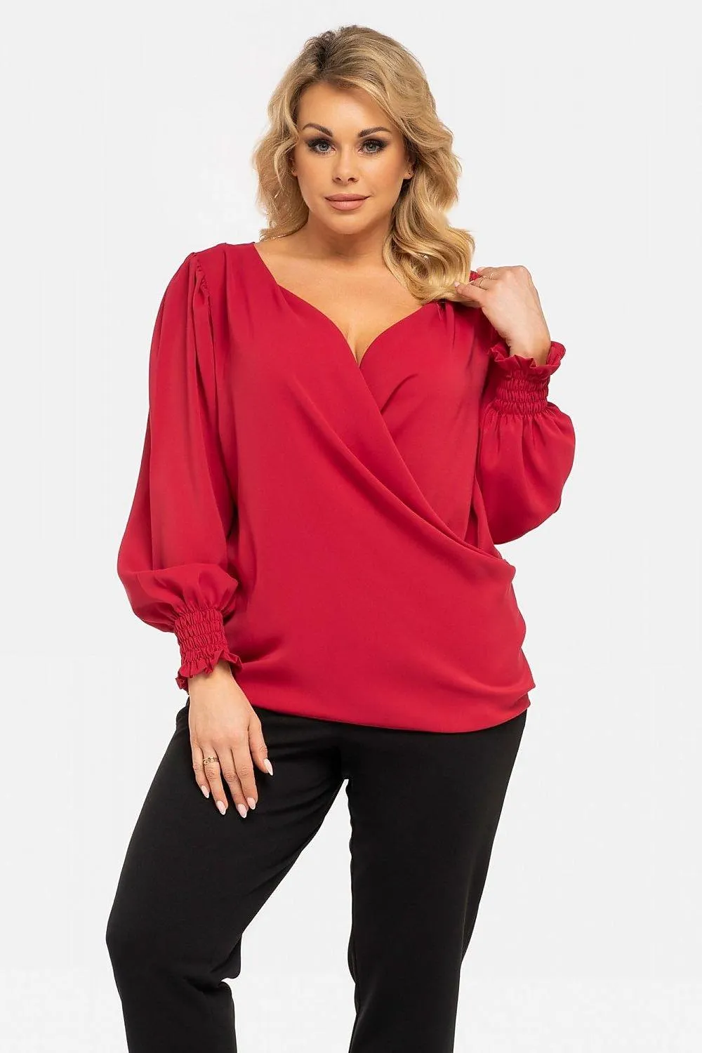 Chic Plus Size Crimson Elegance Blouse