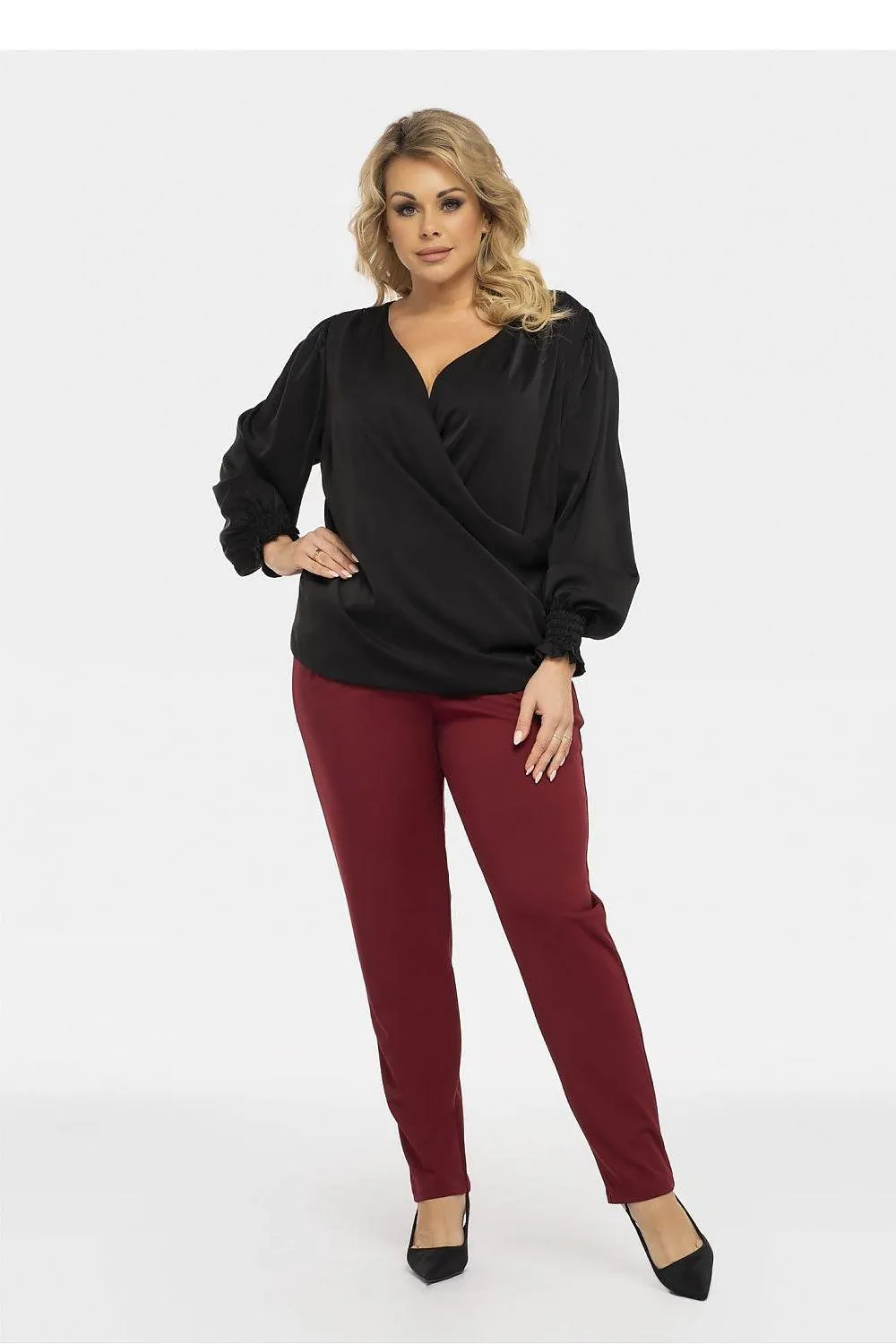 Chic Plus Size Crimson Elegance Blouse