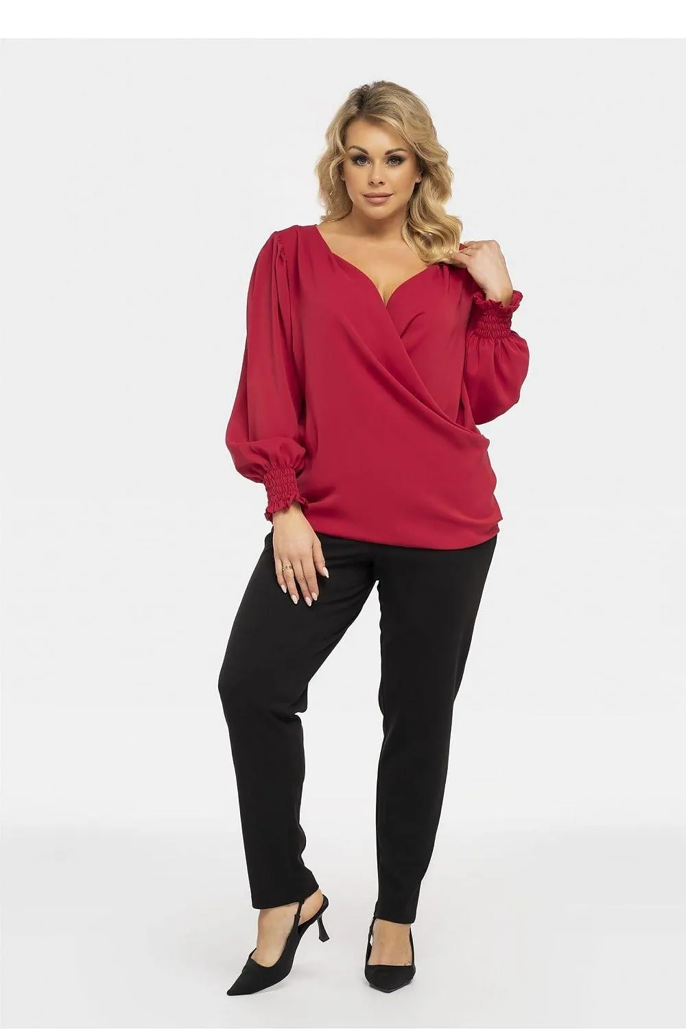 Chic Plus Size Crimson Elegance Blouse