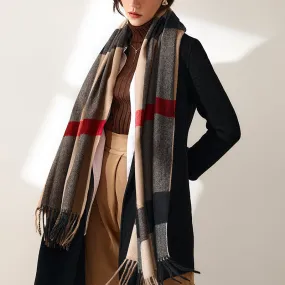 Classic British Plaid  Cashmere Feel Winter Scarf Wrap Super Soft for Women