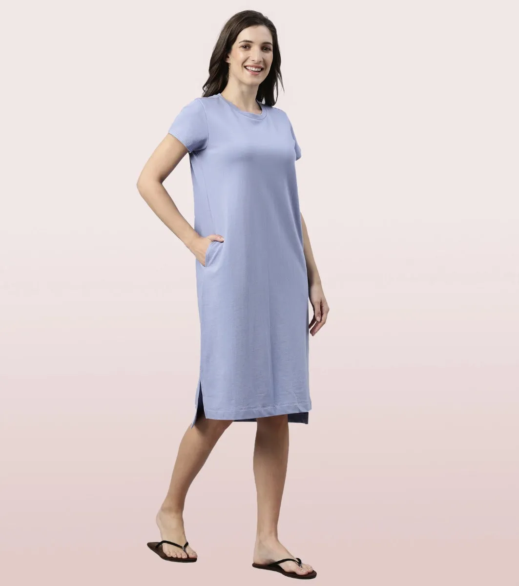 Comfy Dress | Short Sleeve Cotton Terry Lounge Dress