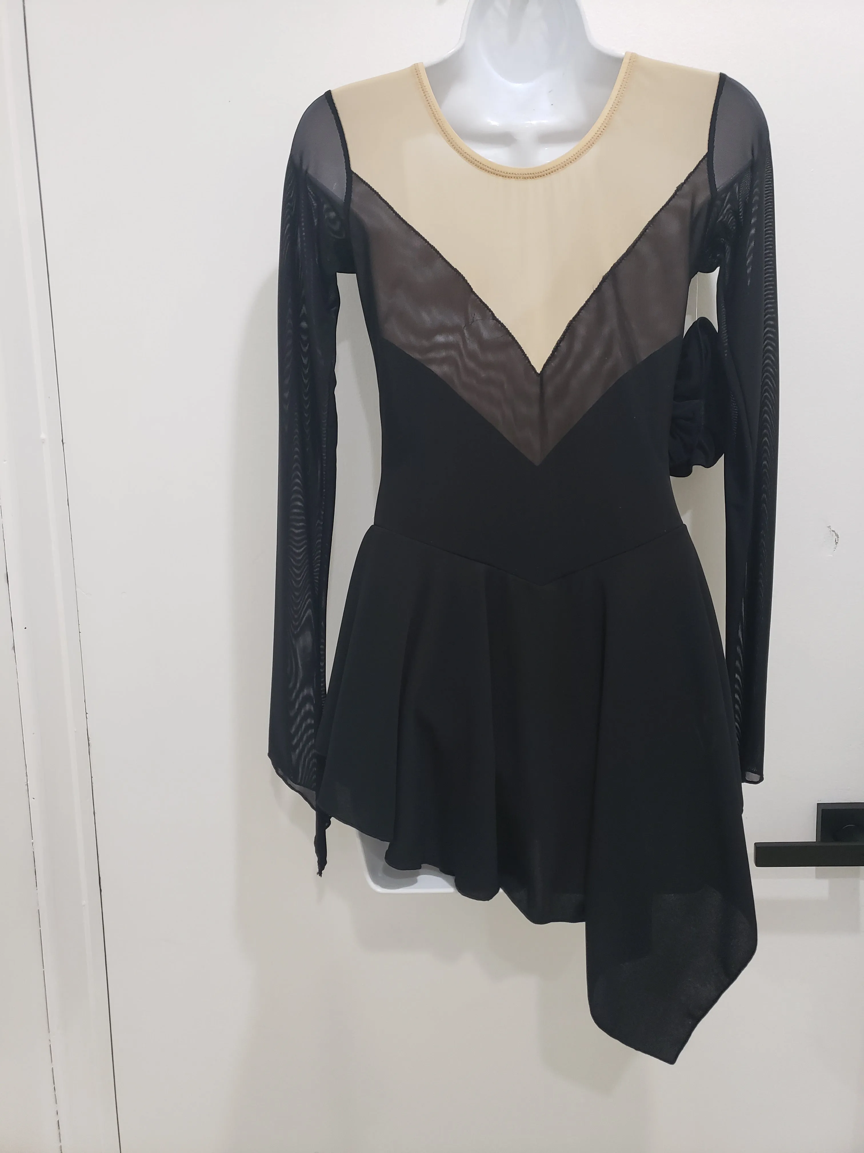 Competition Skating Dress Black Long Sleeves Size Adult Small Stock