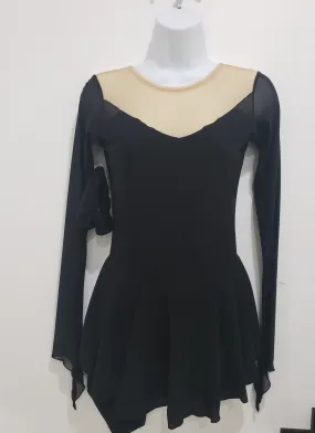 Competition Skating Dress Black Long Sleeves Size Adult Small Stock