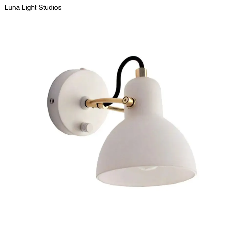 Contemporary Wall Lamp with Adjustable Arm and White Glass Dome