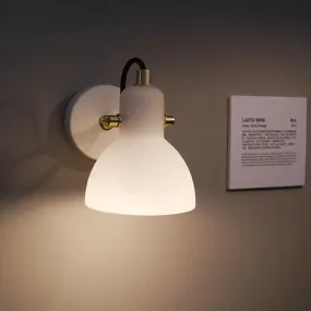 Contemporary Wall Lamp with Adjustable Arm and White Glass Dome